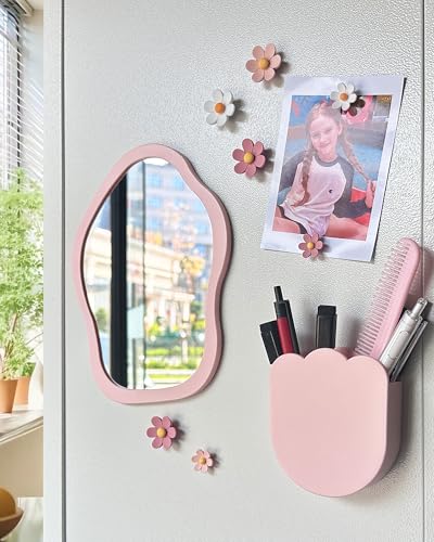 KEYDUACU 12 Pcs Pink Locker Accessories Set - Mirrors, Whiteboards, Magnets & Organizers for Girls, School & Office Use (Variation: 12 Pcs-Pink)