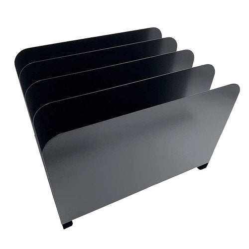 Huron Vertical 4 Slot Steel Desk Organizer/Sorter, Black