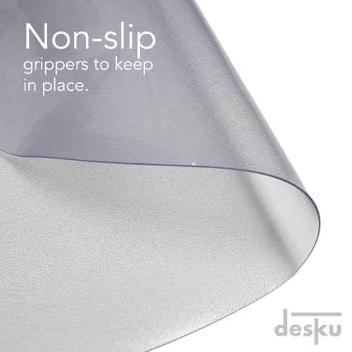 DESKU Flower Power Desk Chair Mat ? Heavy-Duty PVC Mats for Hard Floor Protection, Clear, 48 x 49 Inches, Made in The USA