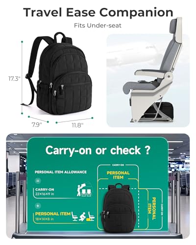 BAGSMART Travel Backpack for Women 15.6 Inch Laptop Black - Stylish & Durable