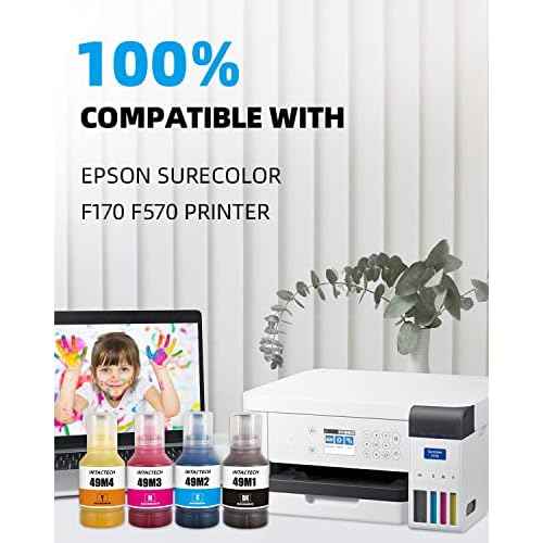 T49M Sublimation Ink for SureColor F170 F570 Dye-Sublimation Printer (140ml x 4, T49M1 T49M2 T49M3 T49M4, Autofill