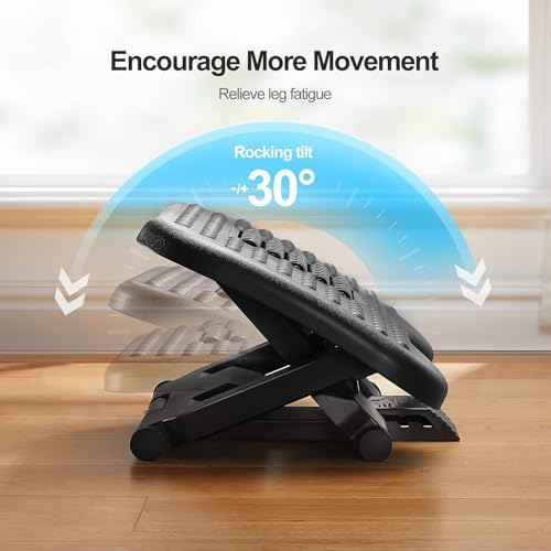 HUANUO Foot Rest for Under Desk at Work, Adjustable Footrest with Massage Texture and Roller, Ergonomic Foot Stool with 3 Height Position, 30 Degree Tilt Angle Adjustment for Home, Office