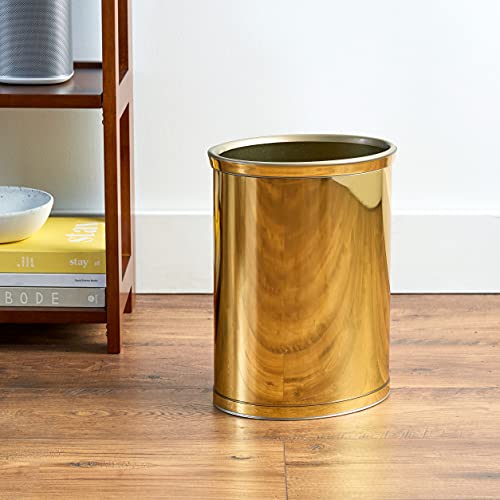 Kraftware Polished Brass Colored Mylar Designer 14¡± Oval Wastebasket for Home & Office