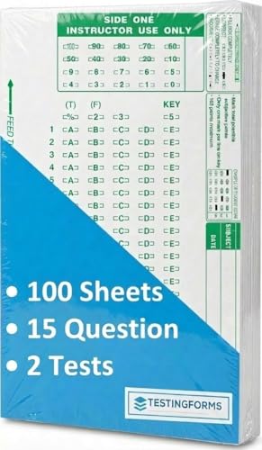 TestingForms TEST-815E Double Sided 15-Question Scantron Answer Sheets - Pack of 100
