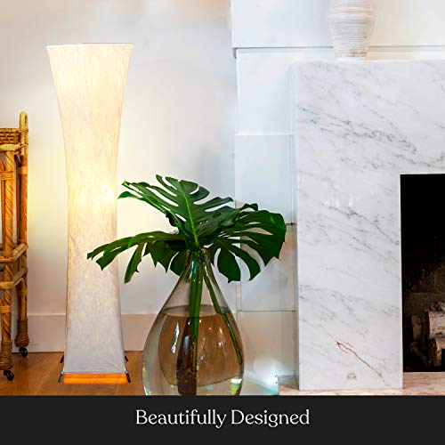Brightech Harmony Contemporary Lamp for Boho Living Rooms & Offices, LED Floor Lamp for Bedrooms, Tall Lamp with Heavy Base, Mid-Century Modern Standing Lamp for Great Living Room D?cor ? White Shade