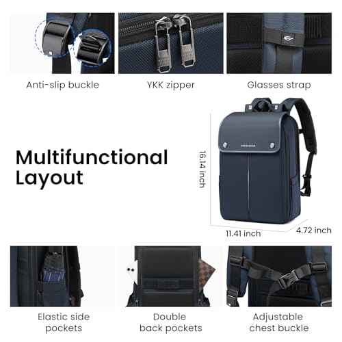 CROSSGEAR Smart Business Laptop Backpack Led Reflective Travel Backpack Three-Speed Adjustment Expandable Carry-On Laptop Bag for Cycling Work and Daily Use for Men Women,Dark Blue