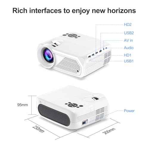 Smart Projector with WiFi and Bluetooth, Portable Projector with Tripod, Outdoor Movie Projector for Smartphone/HDMI/TV Stick