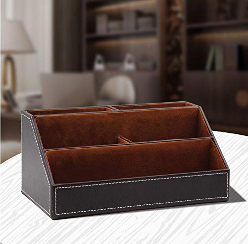 Bargain Crusader Brown PU Leather Remote Controller Holder TV Guide CD DVD Controller Organizer Desk Caddy Stationery Organizer Caddy Stationery Holder (L:9.45 x W:5.3 x H:4.3/1.6 inches, Brown)