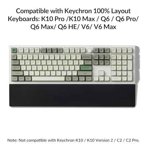 Silicone Wrist Rest for Keychron K10 Pro / K10 Max/ K10 HE / Q6 / Q6 Pro / Q6 Max / Q6 HE / V6 / V6 Max, 17.6" Non-Slip Palm Rest, 100% Full-Sized Mechanical Keyboards Support with Typing Pain Relief