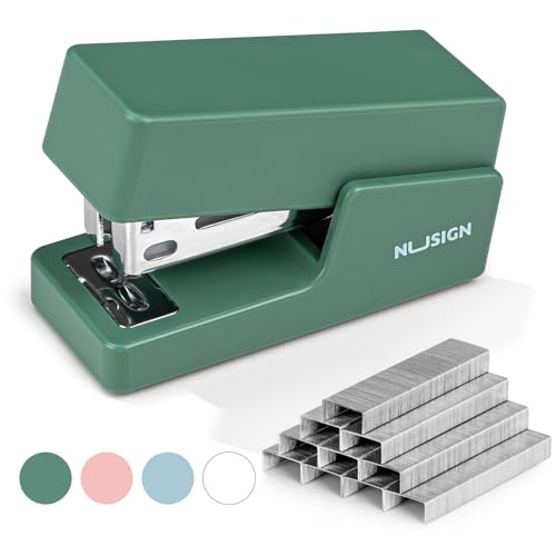NUSIGN Mini Stapler with 830 Staples - Green, 25 Sheet Capacity, Compact Desk Stapler