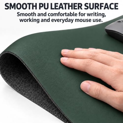 Cebowa Dark Green Leather Desk Pad & Mouse Mat, 23.6 x 13.8 Inches