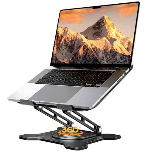 Adjustable Laptop Stand for Desk, 360¡Æ Rotating Base Ergonomic Computer Stand, Laptop Riser Foldable Protable for Office Home Fits Compatible with MacBook Pro/Air Notebook up to 10-16" Black