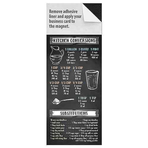 Business Card Peel and Stick Magnet with Household Reference Card, Mails for 1oz, Box of 100,Self Marketing Supply - Chalkboard (Cooking Measurements)