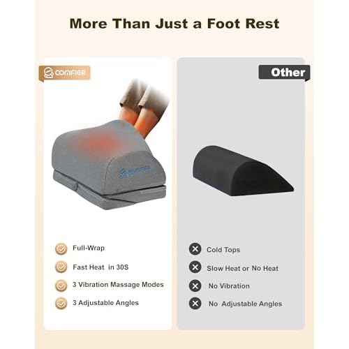 Comfier Foot Rest Under Desk at Work with Heat,Vibration,Foot Heater Foot Warmer,3 Height Under Desk Foot Rest for Office Chair,Gaming Chair Footstool, Ergonomic Heated Footrest,Computer Desk Use
