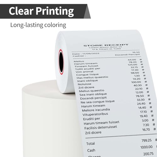 30 Rolls Thermal Receipt Paper Rolls, 3-1/8 x 230ft Thermal Paper, POS Cash Register Paper Rolls for Clover Flex, Square Terminal, 58mm POS System