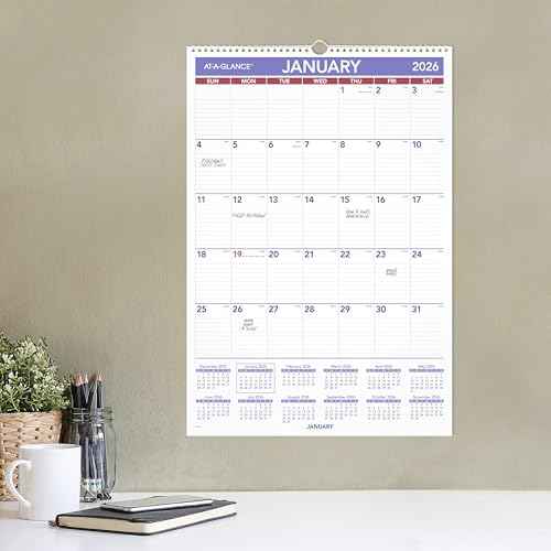 AT-A-GLANCE 2026 Wall Calendar, 15-1/2" x 22-3/4", Large (PM32826)