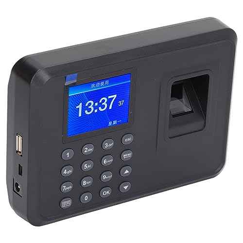 Fingerprint Time Attendance Machine, Multilingual Voice Reminder Fingerprint Password Attendance Machine Employee Time Clock for Offices, Factories and More (US Plug)