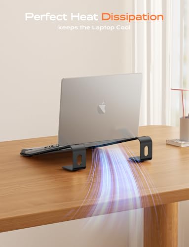 Black LOXP Aluminum Laptop Stand with Wrist Support, Ergonomic Desk Riser