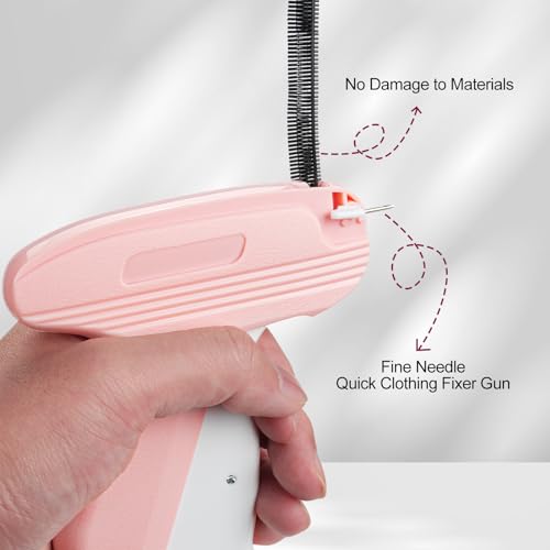 Pink Mini Stitch Gun for Clothes Kit with Case, 6 Micro Needles & 2500 Black/White Fasteners