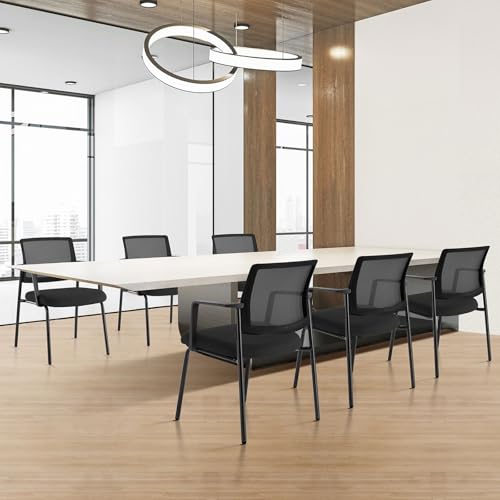 Black 2-Pack Mesh Back Stacking Office Chairs with Upholstered Seat & Ergonomic Lumber Support