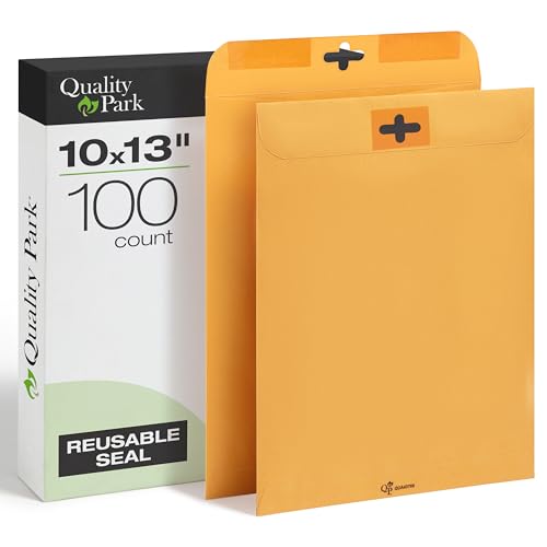 Quality Park 10 x 13 Clasp Envelopes Pack of 100 Brown Kraft Heavyweight Document Mailers with Redi-Tac Closure