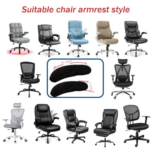 BAIDATONG Office Chair Arm Covers – Velvet Stretchable 2pc Armrest Protectors, Black