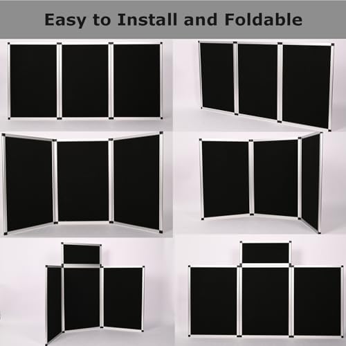 Black 3+1 Panel Trade Show Presentation Board Folding Display with Storage Bag