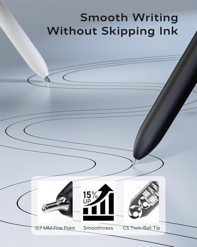 STAGEEK GX3 Black Gel Pens 6 Pack with 3 Refills, Quick Dry, Smooth Writing, Soft Grip, Fine Point, Gray & White Variants