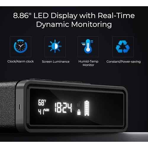 Smart Biometric Safe with Wireless Charging for Phone & Watch, 3 Access Methods to Unlock, Nightstand Drawer Safe LED Display with Humidity & Temperature Monitoring, Stopbox for Cash and Valuables