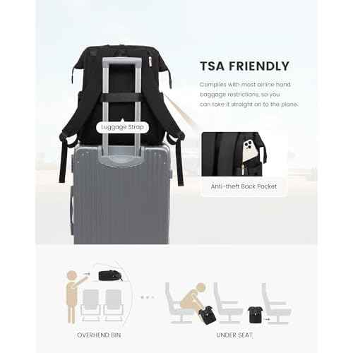 LOVEVOOK 17.3 Inch Laptop Backpack for Women, Large Capacity Travel Backpack with Organizer Bag, Waterproof Carry on Backpack Work Bag with USB Port, Teacher Nurse Backpack Purse, 2PCS, Black