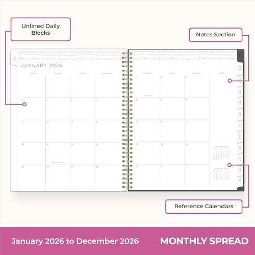 Blue Sky Kelly Ventura 2026 Weekly and Monthly Planner Calendar, January 2026 - December 2026, 8.5" x 11", Flexible Cover, Laminated Tabs, Durable Twin Wire Binding, Storage Pocket, Midnight Garden