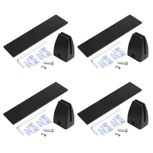4 Pack Black Office Desk Partition Clamp, T Shaped Sneeze Guard Bracket Support, Aluminum