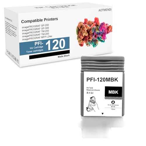 PFI-120MBK Ink Cartridge 130ml Pigment PFI-120 Matte Black Ink Tank Replacement for Canon imagePROGRAF TM-300 TM-305 TM-200 TM-205 Printers (2884C001AA)