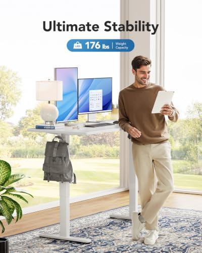 HUANUO White 60" Adjustable Electric Standing Desk with 4 Memory Settings