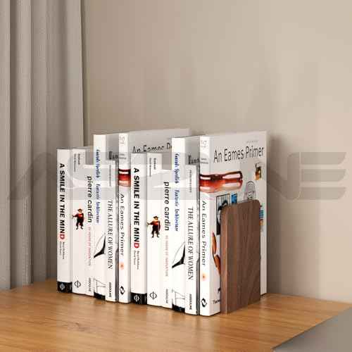 6Pairs Square Wooden Book Ends Heavy Duty Bookends