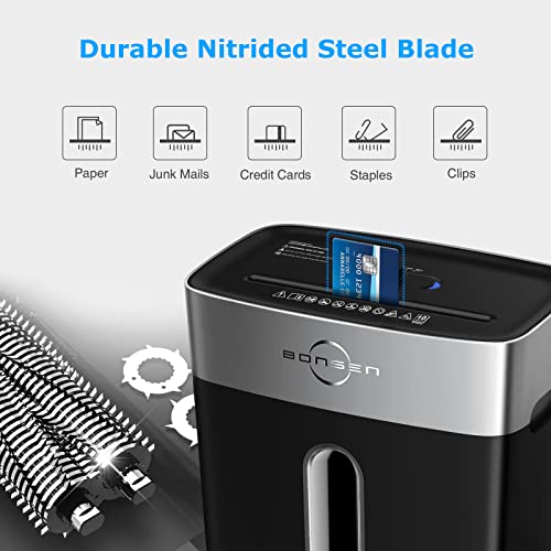 BONSEN Paper Shredder for Home Office, 4 Gallons Bin, 10-Sheet Cross-Cut Shredder, P-4 High Security Level, Quiet Credit Card Shredder with Jam Proof System (S3201)