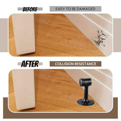 2 Pack Heavy Duty Floor Mount Door Stop, 3 Inches Brass Commercial Grade Solid Brass Door Stop Accessories with Rubber Bumper and Stainless Steel Screws, Black