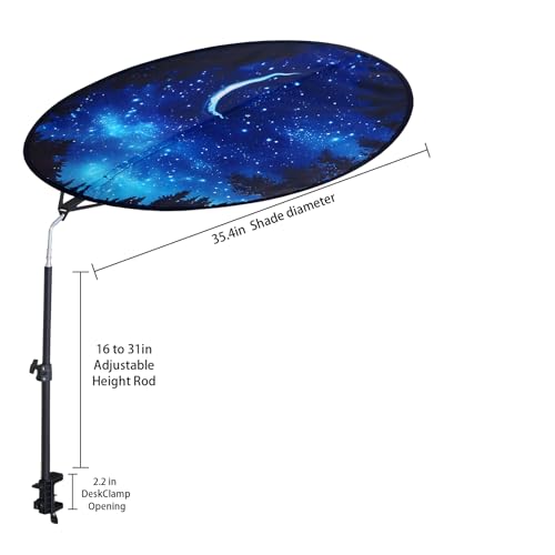 Office Cubicle and Desk Shade - Foldable 36" Circular Shading, Light-Proof Desk Canopy£¬Light Shade with Clamp and Rotatable Rod, Designed for Light Sensitive Workers