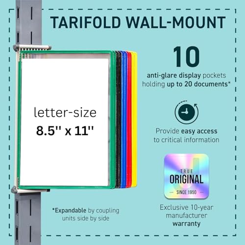 Tarifold DJOIS Wall Mount Reference System ? 10 Double-Sided Display Pockets ? Letter Size ? Steel Wire Frame ? Adjustable Tabs ? Made in France - Assorted (W291)