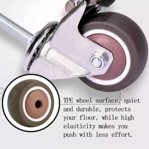 Heavy Duty Castor Wheels 4Pcs 2 Inch Rubber Wheels with Brakes Silent Universal Swivel for Furniture Replacement Office M8¡¿50mm Thread Casters Capacity 150kg Ball Bearings