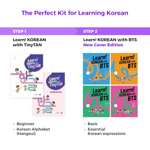 Korean Language Learning Set with BTS & TinyTAN - 6-Book Beginner Kit with Audio Pen