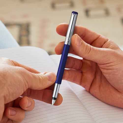 Parker Vector Mettalix Fountain Pen With Quink Ink Bottle Blue