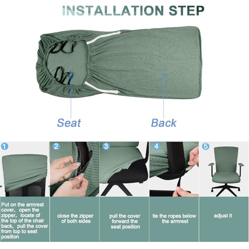 Tatuo 3 Pcs Office Chair Armrest Covers – Large Waffle Green Edition