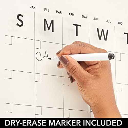 mDesign Modern Acrylic Calendar for Wall with Dry Erase Marker - Wall Mount Monthly Planner Board for Home, Office, Kitchen - 17.71" Square - Clear/Black Print with Chrome Finish Mounting Hardware