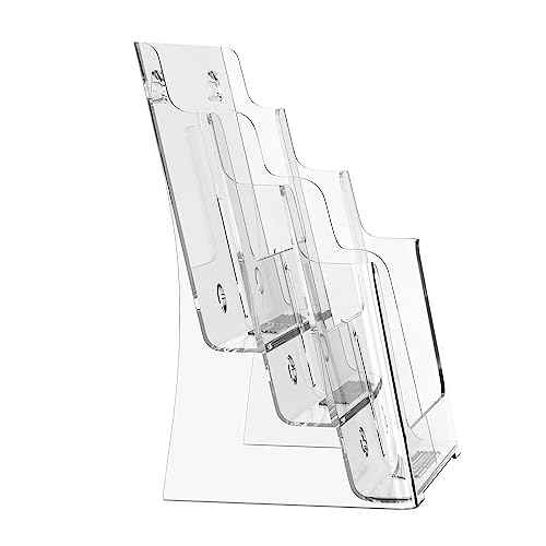 zavekia 2 Pack 3 Tier Acrylic Brochure Holder 8.5 x 11 inch, Clear Literature Organizer Magazine Stand with Removable Divider for 4 x 9 inch Brochures,Magazine Holder,Flyer Holder
