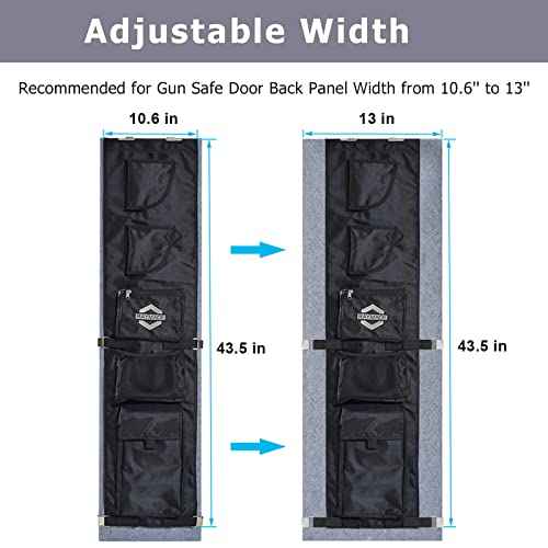 RAYMACE Gun Safe Door Panel Organizer 10.6W*43.5H£¬Adjustable Width to 13 Inch, Pistols and Documents Storage Solution