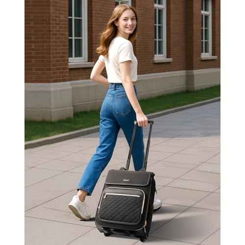 Rolling Backpack for Women, Travel Rolling Laptop Backpack with Wheels, Vertical & Horizontal Storage 2 In 1, Flip-Top Design, Water-Resistant Overnight College Underseat Carry on Luggage