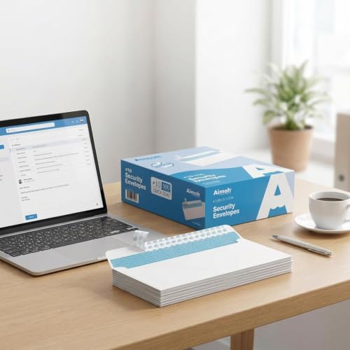Aimoh #10 Double Window Self-Seal Security Envelopes 500 Ct.