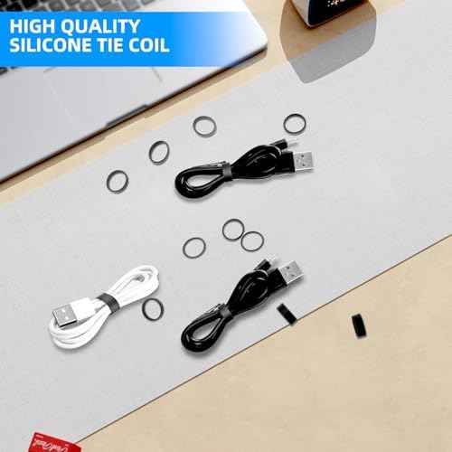 100 PCS Silicone Rubber Bands, 0.5 Inch Small Black Elastic Rubber Bands Strong Rubberbands, Heavy Duty Non-slip Silicone Band for Wire Cord Cable Management Home Office School Organization