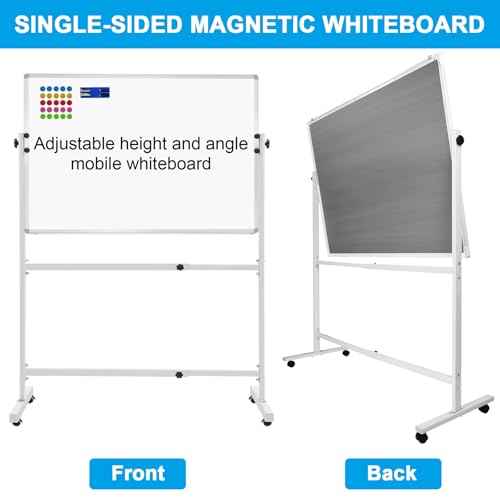 Mobile Whiteboard with Rolling Stand 36"x24" Portable Single-Sided Magnetic Dry Erase Board on Wheels Included 20 Magnets, 2 Markers & 1 Eraser